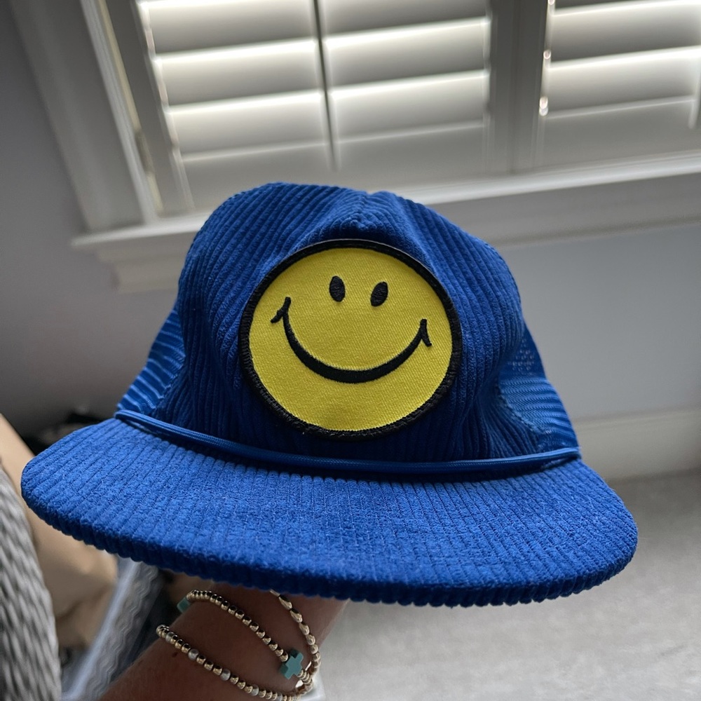 Blue Aviator Nation Smiley Face Hat